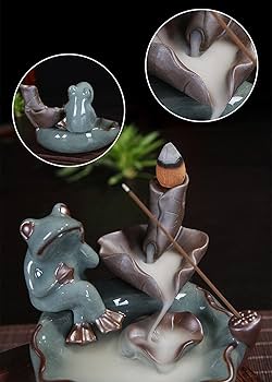 Amazon｜香炉 陶器 かわいい カエル 蛙 癒し香炉 陶芸 倒流香